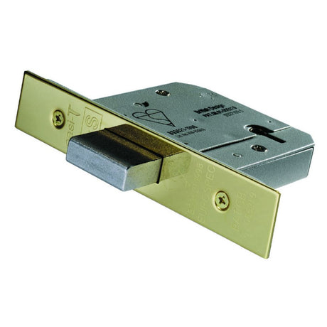 This is an image of a Eurospec - Easi T 5 Lever BS Deadlock 76mm - PVD that is availble to order from T.H Wiggans Architectural Ironmongery in Kendal.