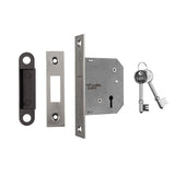 This is an image of a Eurospec - Lever Deadlock 64mm - Satin Nickel that is availble to order from T.H Wiggans Architectural Ironmongery in Kendal.