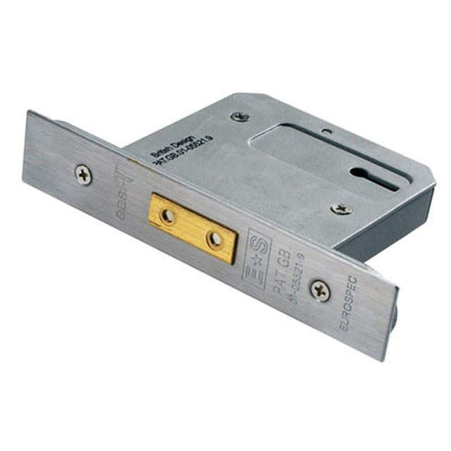 This is an image of a Eurospec - Easi-T 5 Lever Deadlock 64mm - Satin Stainless Steel that is availble to order from T.H Wiggans Architectural Ironmongery in Kendal.