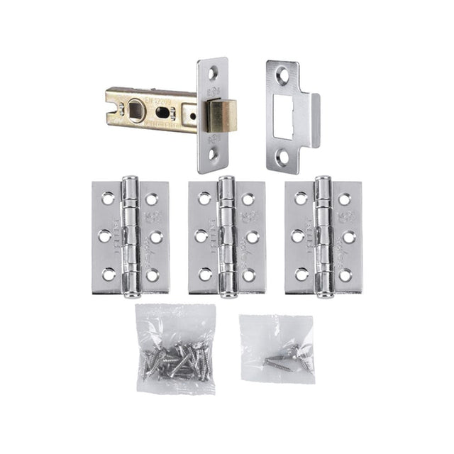 This is an image of Carlisle Brass - Hinge & Latch Pack - Polished Chrome available to order from T.H Wiggans Architectural Ironmongery in Kendal, quick delivery and discounted prices.