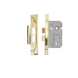 This is an image of a Eurospec - Contract 2 Lever Sashlock Rebated 64mm - Electro Brassed that is availble to order from T.H Wiggans Architectural Ironmongery in Kendal.