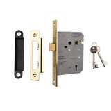 This is an image of a Eurospec - Contract 3 Lever Sashlock 76mm - Electro Brassed that is availble to order from T.H Wiggans Architectural Ironmongery in Kendal.