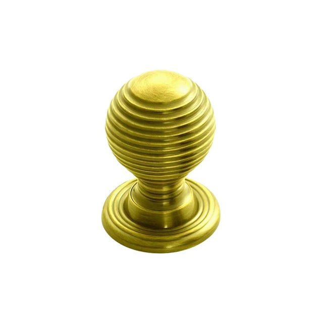 This is an image of a FTD - Queen Anne Knob 23mm - Polished Brass that is availble to order from T.H Wiggans Architectural Ironmongery in Kendal in Kendal.