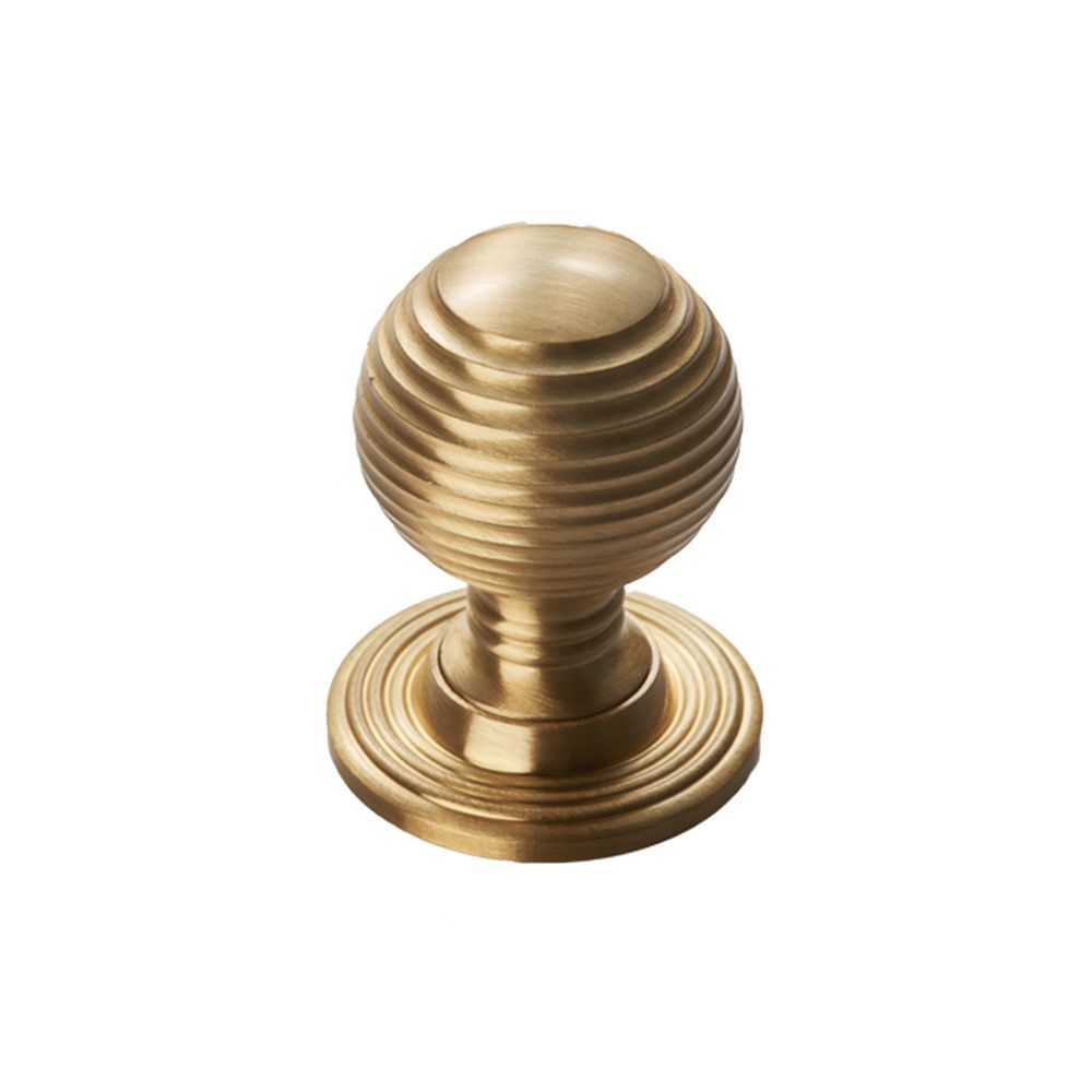 This is an image of a FTD - Queen Anne Knob 23mm - Satin Brass that is availble to order from T.H Wiggans Architectural Ironmongery in Kendal in Kendal.