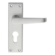 This is an image of Carlisle Brass - Victorian Lever on Euro Lock Backplate - Satin Chrome available to order from T.H Wiggans Architectural Ironmongery in Kendal, quick delivery and discounted prices.