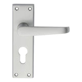 This is an image of Carlisle Brass - Victorian Lever on Euro Lock Backplate - Satin Chrome available to order from T.H Wiggans Architectural Ironmongery in Kendal, quick delivery and discounted prices.