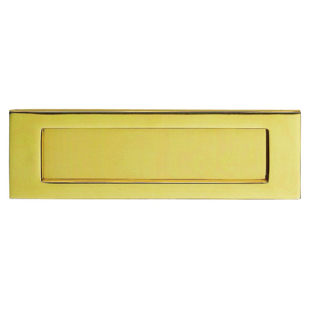 This is an image of Carlisle Brass - Plain Letter Plate 277.5 x 95mm - Polished Brass available to order from T.H Wiggans Architectural Ironmongery in Kendal, quick delivery and discounted prices.