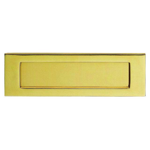 This is an image of Carlisle Brass - Plain Letter Plate 253 x 77mm - Polished Brass available to order from T.H Wiggans Architectural Ironmongery in Kendal, quick delivery and discounted prices.
