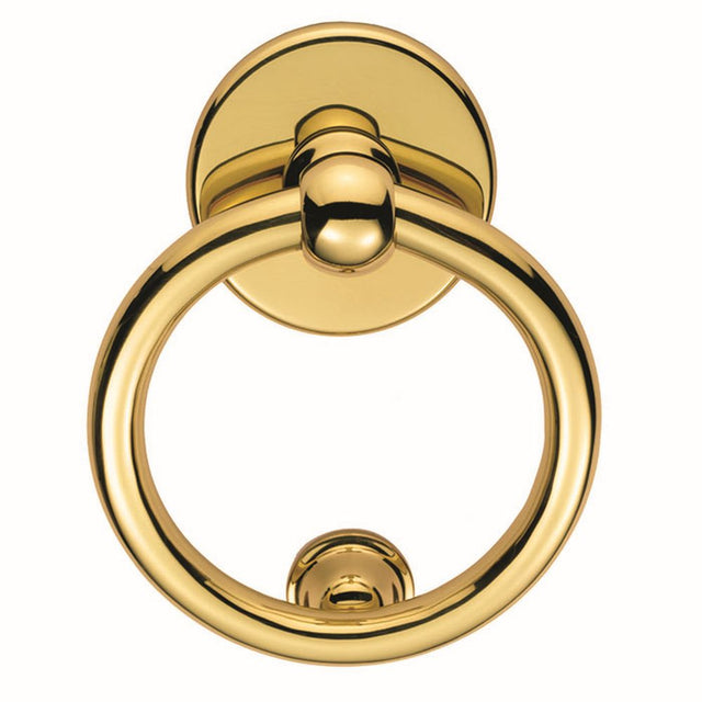 This is an image of Carlisle Brass - Ring Door Knocker - Polished Brass available to order from T.H Wiggans Architectural Ironmongery in Kendal, quick delivery and discounted prices.