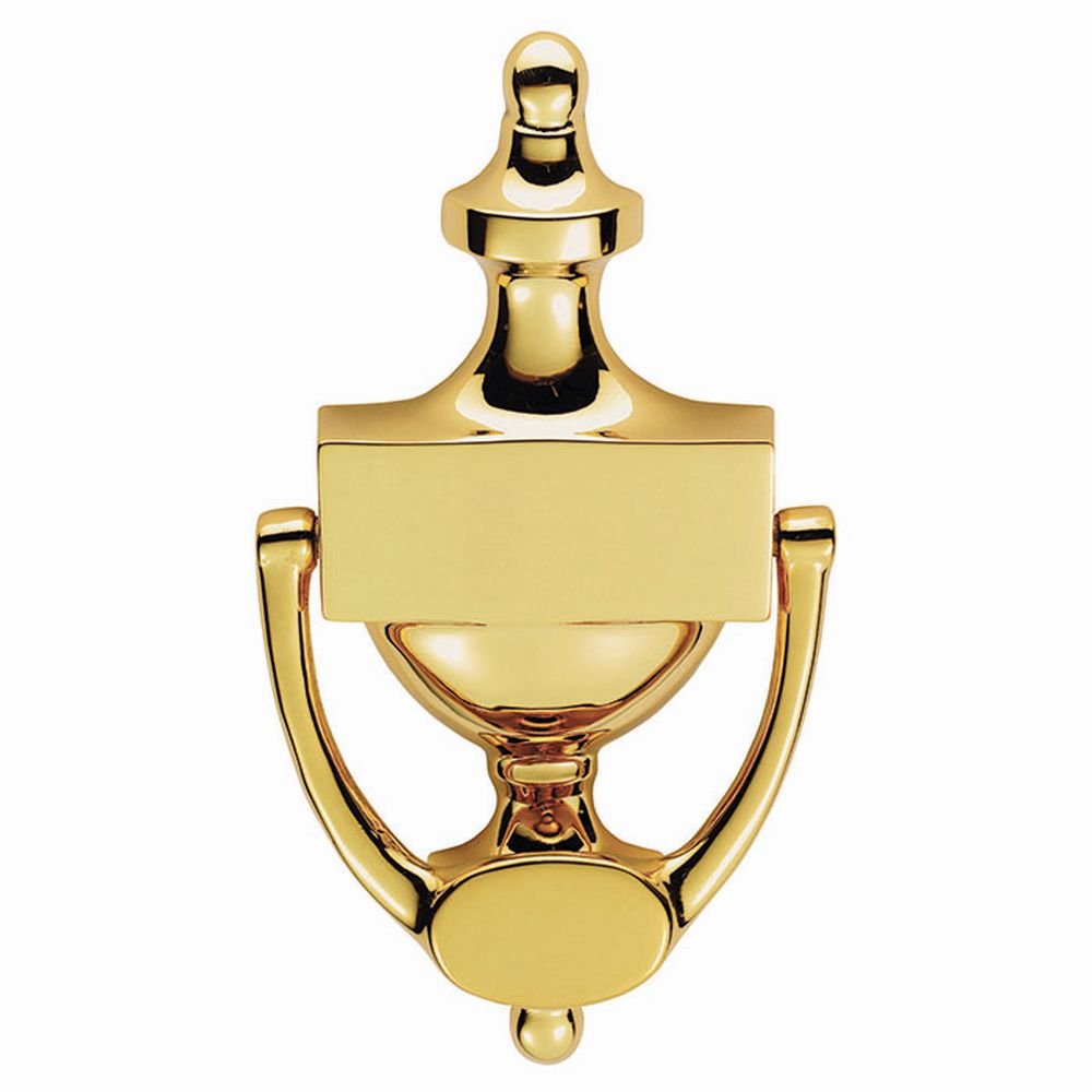 This is an image of Carlisle Brass - Victorian Urn Door Knocker 196mm - Polished Brass available to order from T.H Wiggans Architectural Ironmongery in Kendal, quick delivery and discounted prices.