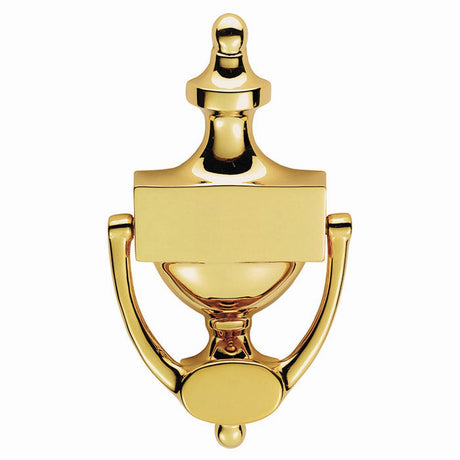 This is an image of Carlisle Brass - Victorian Urn Door Knocker 196mm PVD - Stainless Brass available to order from T.H Wiggans Architectural Ironmongery in Kendal, quick delivery and discounted prices.