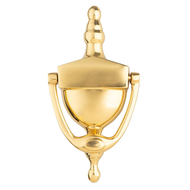 This is an image of Carlisle Brass - Victorian Urn Door Knocker 152mm - Polished Brass available to order from T.H Wiggans Architectural Ironmongery in Kendal, quick delivery and discounted prices.