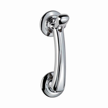 This is an image of Carlisle Brass - Door Knocker on Rose - Polished Chrome available to order from T.H Wiggans Architectural Ironmongery in Kendal, quick delivery and discounted prices.