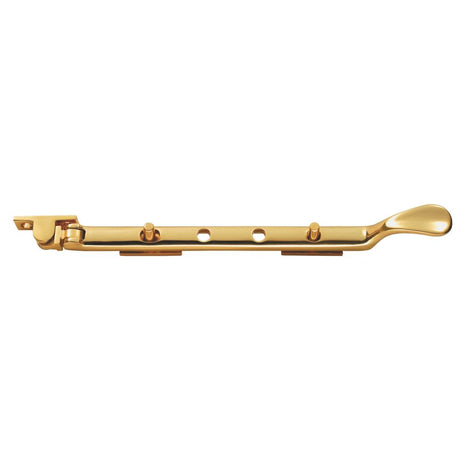 This is an image of a Carlisle Brass - Victorian Casement Stay 210mm - Polished Brass that is availble to order from T.H Wiggans Architectural Ironmongery in Kendal in Kendal.
