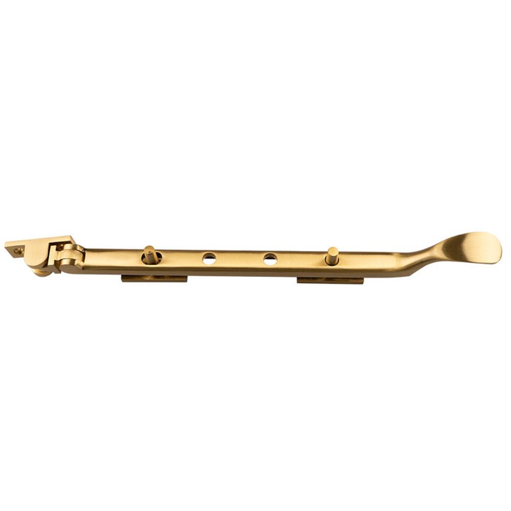 This is an image of a Carlisle Brass - Victorian Casement Stay 300mm - Satin Brass that is availble to order from T.H Wiggans Architectural Ironmongery in Kendal in Kendal.