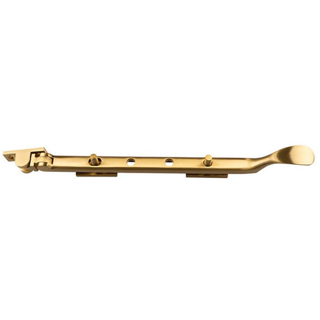 This is an image of a Carlisle Brass - Victorian Casement Stay 300mm - Satin Brass that is availble to order from T.H Wiggans Architectural Ironmongery in Kendal in Kendal.