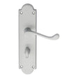 This is an image of Carlisle Brass - Victorian Scroll Lever on Shaped WC Backplate - Satin Chrome available to order from T.H Wiggans Architectural Ironmongery in Kendal, quick delivery and discounted prices.