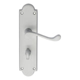 This is an image of Carlisle Brass - Victorian Scroll Lever on Shaped WC Backplate - Satin Chrome available to order from T.H Wiggans Architectural Ironmongery in Kendal, quick delivery and discounted prices.