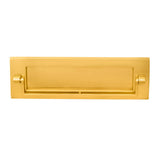 This is an image of Carlisle Brass - Postal Knocker 256 x 80mm - Polished Brass available to order from T.H Wiggans Architectural Ironmongery in Kendal, quick delivery and discounted prices.