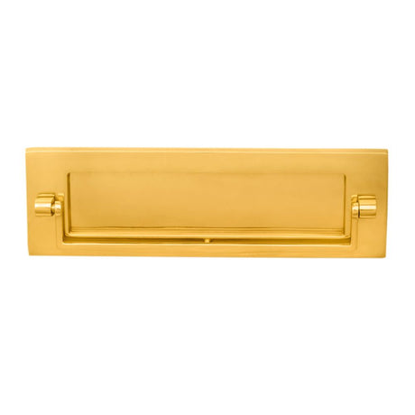This is an image of Carlisle Brass - Postal Knocker 256 x 80mm - Polished Brass available to order from T.H Wiggans Architectural Ironmongery in Kendal, quick delivery and discounted prices.