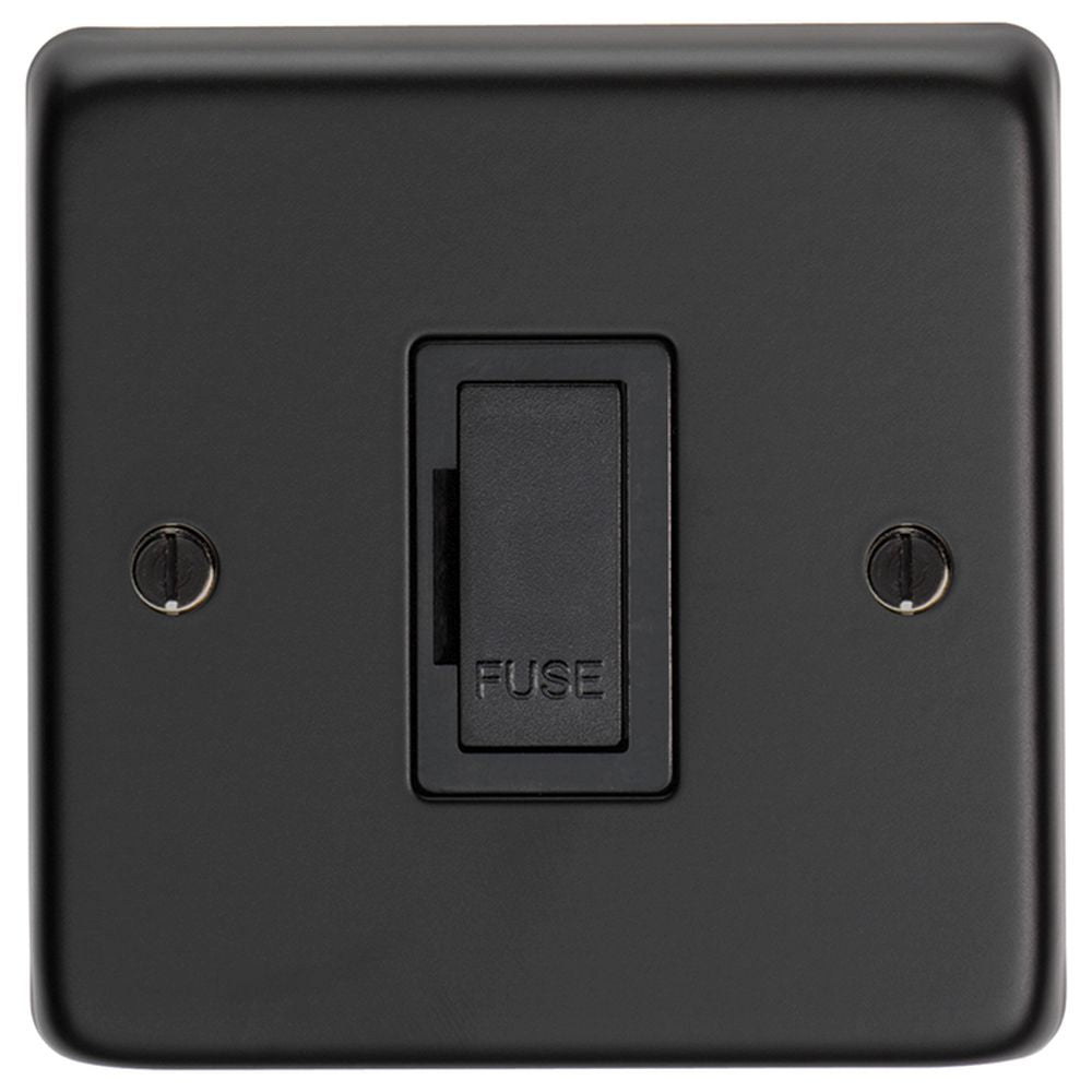 This is an image showing Eurolite Stainless Steel Unswitched Fuse Spur - Matt Black (With Black Trim) mbuswfb available to order from T.H. Wiggans Ironmongery in Kendal, quick delivery and discounted prices.
