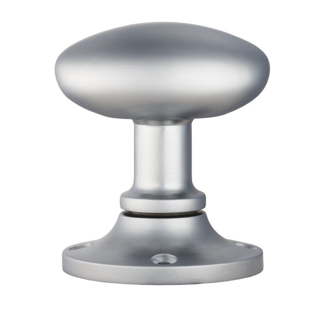 This is an image of Carlisle Brass - Oval Mortice Knob - Satin Chrome available to order from T.H Wiggans Architectural Ironmongery in Kendal, quick delivery and discounted prices.