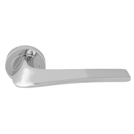 This is an image of a Manital - Master lever on round rose - Polished Chrome ms5cp that is availble to order from T.H Wiggans Ironmongery in Kendal.