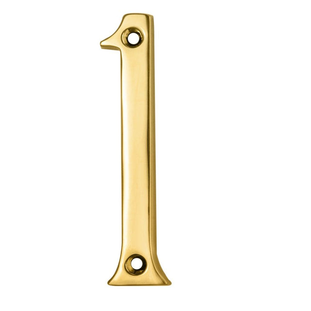 This is an image of Carlisle Brass - Numerals (0-9) Number 1 - Polished Brass available to order from T.H Wiggans Architectural Ironmongery in Kendal, quick delivery and discounted prices.