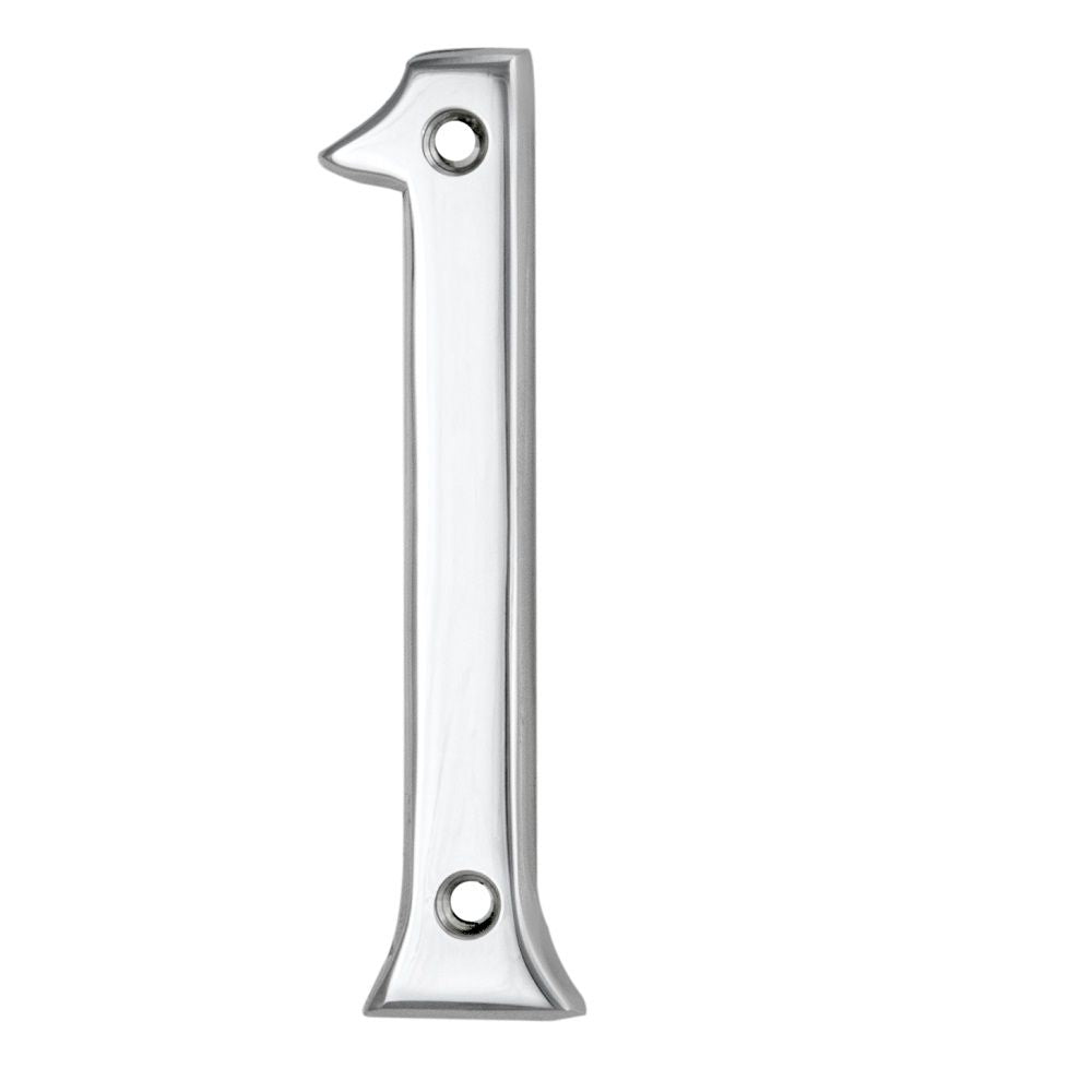 This is an image of Carlisle Brass - Numerals (0-9) Number 1 - Polished Chrome available to order from T.H Wiggans Architectural Ironmongery in Kendal, quick delivery and discounted prices.