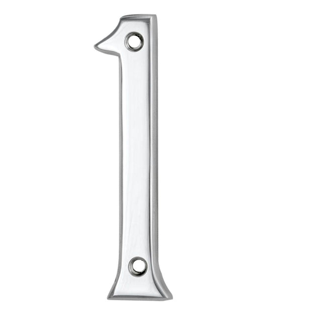 This is an image of Carlisle Brass - Numerals (0-9) Number 1 - Polished Chrome available to order from T.H Wiggans Architectural Ironmongery in Kendal, quick delivery and discounted prices.