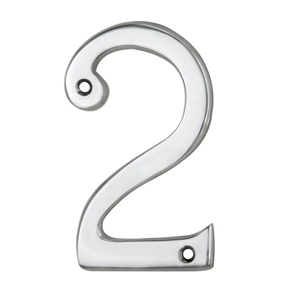 This is an image of Carlisle Brass - Numerals (0-9) Number 2 - Polished Chrome available to order from T.H Wiggans Architectural Ironmongery in Kendal, quick delivery and discounted prices.