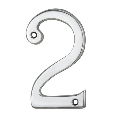 This is an image of Carlisle Brass - Numerals (0-9) Number 2 - Polished Chrome available to order from T.H Wiggans Architectural Ironmongery in Kendal, quick delivery and discounted prices.