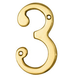 This is an image of Carlisle Brass - Numerals (0-9) Number 3 - Polished Brass available to order from T.H Wiggans Architectural Ironmongery in Kendal, quick delivery and discounted prices.