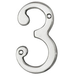 This is an image of Carlisle Brass - Numerals (0-9) Number 3 - Polished Chrome available to order from T.H Wiggans Architectural Ironmongery in Kendal, quick delivery and discounted prices.