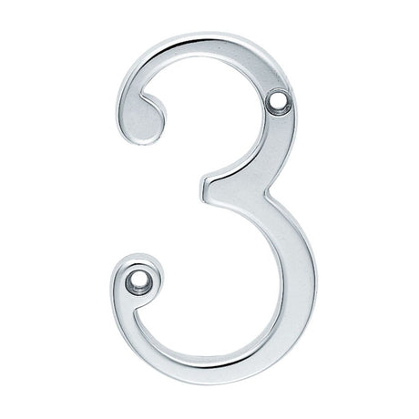 This is an image of Carlisle Brass - Numerals (0-9) Number 3 - Satin Chrome available to order from T.H Wiggans Architectural Ironmongery in Kendal, quick delivery and discounted prices.