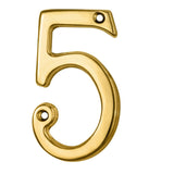 This is an image of Carlisle Brass - Numerals (0-9) Number 5 - Polished Brass available to order from T.H Wiggans Architectural Ironmongery in Kendal, quick delivery and discounted prices.