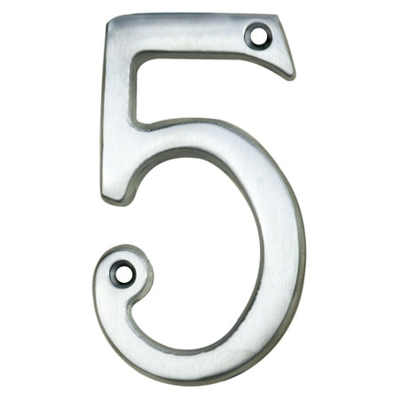 This is an image of Carlisle Brass - Numerals (0-9) Number 5 - Satin Chrome available to order from T.H Wiggans Architectural Ironmongery in Kendal, quick delivery and discounted prices.