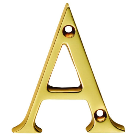 This is an image of Carlisle Brass - Letter A - Polished Brass available to order from T.H Wiggans Architectural Ironmongery in Kendal, quick delivery and discounted prices.