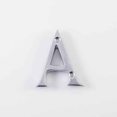 This is an image of Carlisle Brass - Letter A - Polished Chrome available to order from T.H Wiggans Architectural Ironmongery in Kendal, quick delivery and discounted prices.