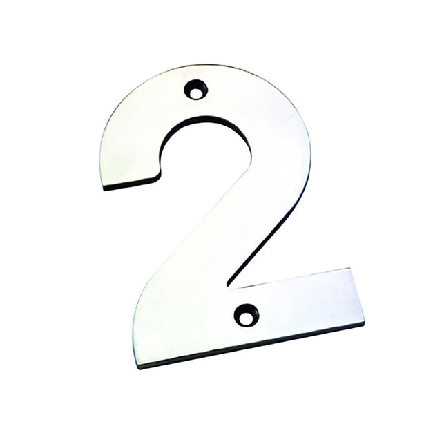 This is an image of Eurospec - Numerals Number 2 - Bright Stainless Steel available to order from T.H Wiggans Architectural Ironmongery in Kendal, quick delivery and discounted prices.