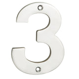 This is an image of Eurospec - Numerals Number 3 - Bright Stainless Steel available to order from T.H Wiggans Architectural Ironmongery in Kendal, quick delivery and discounted prices.