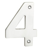 This is an image of Eurospec - Numerals Number 4 - Bright Stainless Steel available to order from T.H Wiggans Architectural Ironmongery in Kendal, quick delivery and discounted prices.