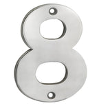 This is an image of Eurospec - Numerals Number 8 - Satin Stainless Steel available to order from T.H Wiggans Architectural Ironmongery in Kendal, quick delivery and discounted prices.