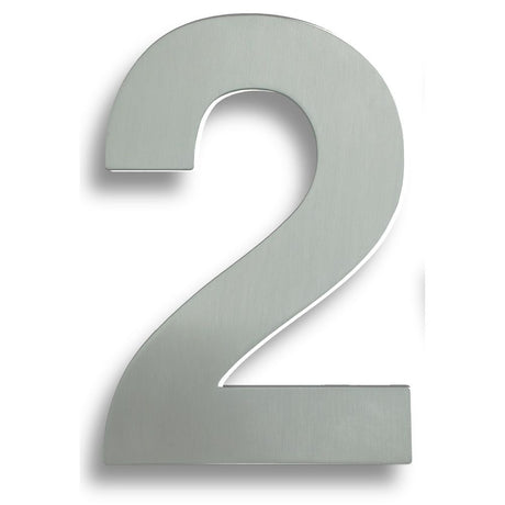 This is an image of Eurospec - Stainless Steel 7" Numerals (0-9) (Number 2) - Satin Stainless Steel available to order from T.H Wiggans Architectural Ironmongery in Kendal, quick delivery and discounted prices.