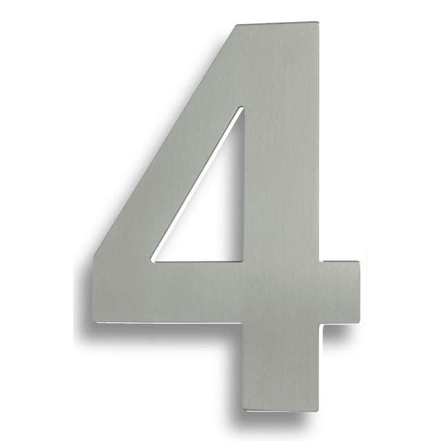 This is an image of Eurospec - Stainless Steel 7" Numerals (0-9) (Number 4) - Bright Stainless Steel available to order from T.H Wiggans Architectural Ironmongery in Kendal, quick delivery and discounted prices.