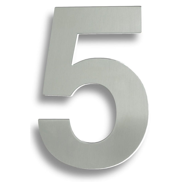 This is an image of Eurospec - Stainless Steel 7" Numerals (0-9) (Number 5) - Bright Stainless Steel available to order from T.H Wiggans Architectural Ironmongery in Kendal, quick delivery and discounted prices.