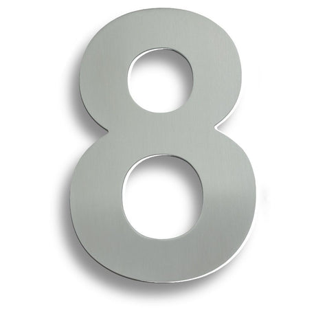 This is an image of Eurospec - Stainless Steel 7" Numerals (0-9) (Number 8) - Satin Stainless Steel available to order from T.H Wiggans Architectural Ironmongery in Kendal, quick delivery and discounted prices.