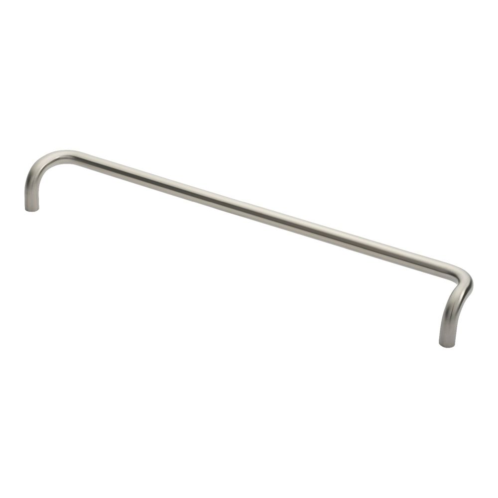 This is an image of Eurospec - 19mm Cranked Pull Handle 600mm Centres - Satin Stainless Steel available to order from T.H Wiggans Architectural Ironmongery in Kendal, quick delivery and discounted prices.