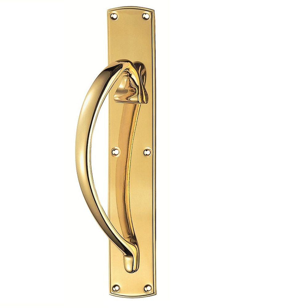 This is an image of Carlisle Brass - Large Pull Handle L/H - Polished Brass available to order from T.H Wiggans Architectural Ironmongery in Kendal, quick delivery and discounted prices.