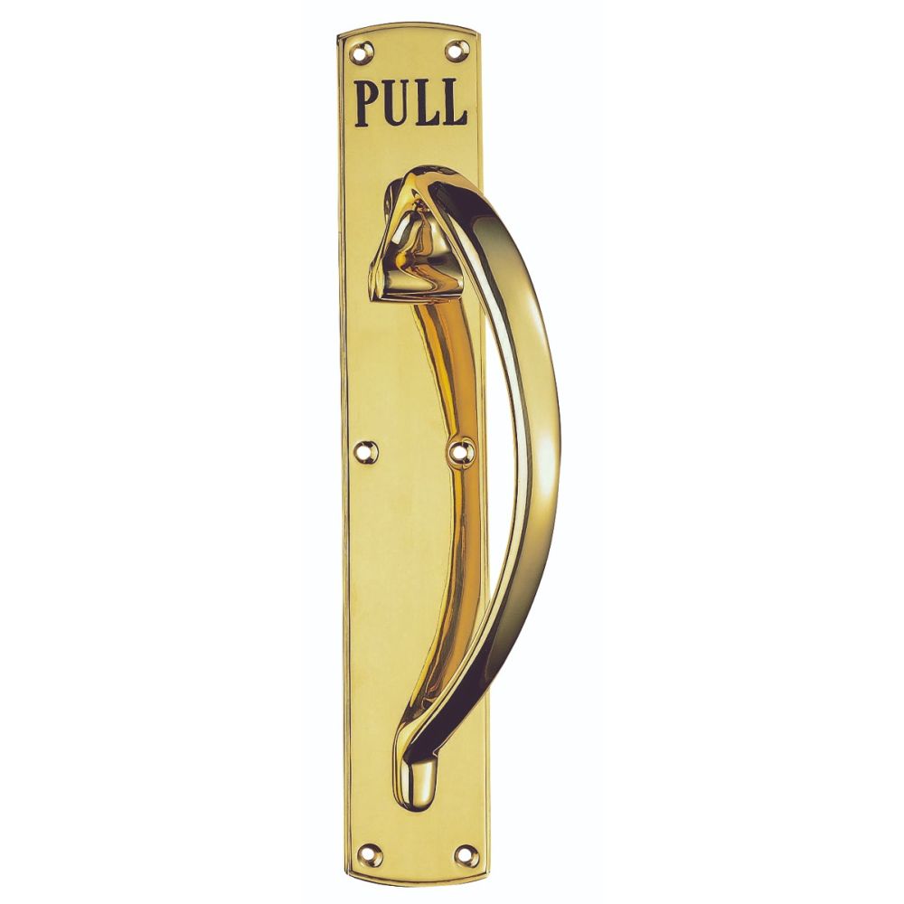 This is an image of Carlisle Brass - Engraved Large Pull Handle R/H - Polished Brass available to order from T.H Wiggans Architectural Ironmongery in Kendal, quick delivery and discounted prices.